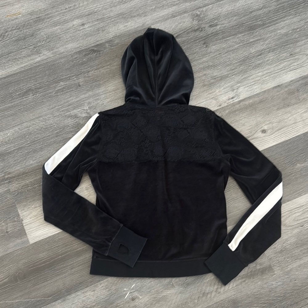 J.Lo Black and White Velour Matching Track Suit with Stripe - Picture 5 of 14